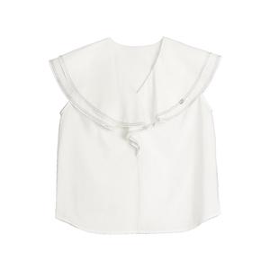 ELLE Блузка женская белая с воротником-жабо