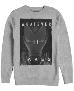 Мужская толстовка Marvel "Avengers: Endgame" Iron Man Whatever It Takes Poster, флисовая Fifth Sun, серый