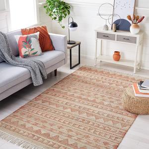 Ковер SAFAVIEH, 244 x 305 см, - коллекция Kilim - большой - Natural & Rust, ручное плетение из джута, бохо дизайн, идеально для гостиной, спальни, офиса, столовой (KLM176P)