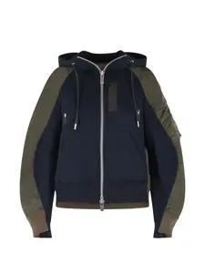 Толстовка на молнии из ткани "губка" Sacai, синий