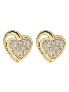 Adeliás Женский кулон - кулон в форме сердца из серебра 925 пробы с кубическим цирконием в золотой оправе