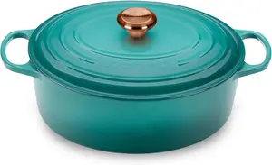 Кастрюля Le Creuset Signature с медной ручкой, 7600 мл, морской