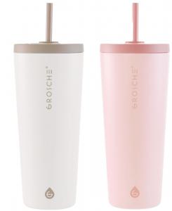 Набор из 2 термокружек Jasper с трубочками GROSCHE, White / Pink