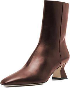 Женские ботильоны Maiyang с небольшим квадратным носком, боковой молнией, удобные, на низком массивном каблуке, стильные, для повседневной носки, размер 4-16 US, Brown