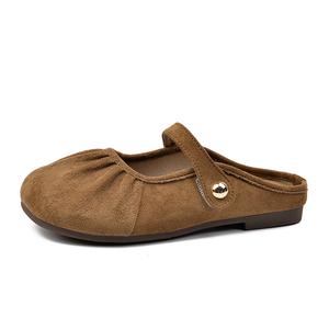 Женские сандалии с закрытым носком и резиновой подошвой, устойчивые к истиранию Take the Qin, Yellow