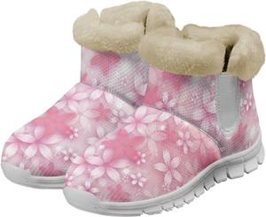 Женские теплые зимние ботильоны с плюшевой фланелевой подкладкой, стелькой из памяти формы и противоскользящей подошвой Glomenade, Glitter Cherry Blossoms
