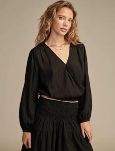 Lucky Brand Женская Длинный Рукав Обертывание Сборчатый Топ, Natural