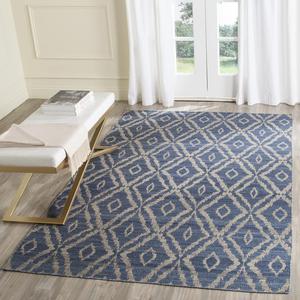 Ковер SAFAVIEH, 153 x 244 см, Kilim Collection, Blue & Grey, ручное плетение, плоский переплет, шерсть, идеально для помещений с высокой проходимостью в гостиной, спальне (KLM215A)