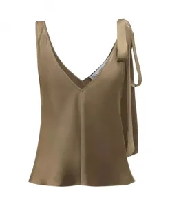 Шелковый топ с v-образным вырезом Jw Anderson, зеленый