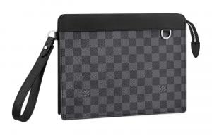 Стоячий клатч с покрытием из холста обычный мужской серо-черный LOUIS VUITTON