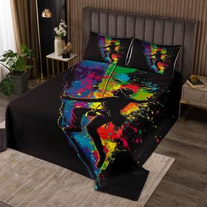 Erosebridal Спортивное стеганое покрывало для скалолазания Graffiti Rainbow Black Yellow Green мягкое роскошное, Black Yellow Green
