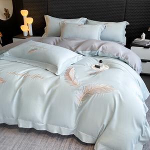 LUOLAI HOME Комплект постельного белья 1.5 м, 4 предмета, простыня, пододеяльник 200x230 см, наволочки 48x74 см, цвет Fuhua Piaolan