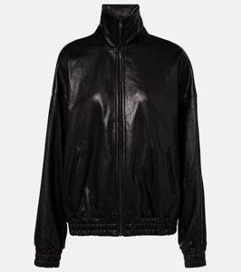 Кожаная куртка с логотипом Acne Studios, черный