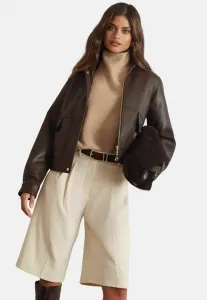 Куртка-Косуха из искусственной кожи в стиле 80-х Lipsy, Chocolate Brown Faux Leather