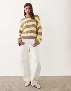 Желто-коричневый вязаный джемпер свободного кроя в широкую полоску ASOS DESIGN