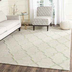 Ковер SAFAVIEH, 275 x 366 см, Cambridge Collection, Ivory & Light Green, ручной работы Trellis Wool, идеален для помещений с высокой проходимостью в гостиной, спальне (CAM121N)