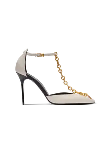 Кожаные туфли-лодочки на шпильке с острым носком Balmain, бежевый