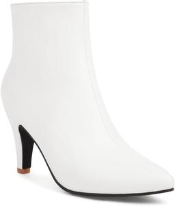 Женские элегантные ботильоны с острым носком, на высоком каблуке-стилете с молнией, зимние и осенние короткие ботинки JOEUSTY, White