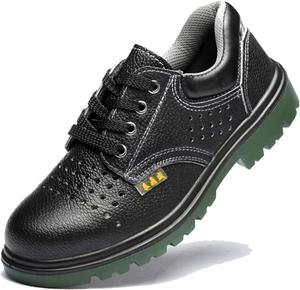 Защитная обувь HISXUS для мужчин, кроссовки, женские кроссовки, строительные ботинки с металлическим носком, легкая сетчатая обувь (Цвет: черный, Размер: 9 US)