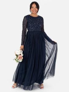 Флоральное платье макси с длинными рукавами Maya Deluxe, Navy