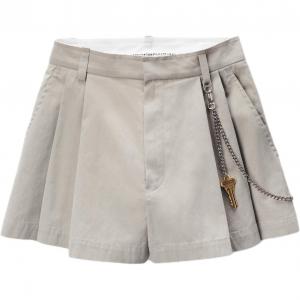 Цепочка детализированные плиссированные шорты Alexander Wang, серый