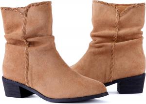 Женские сапоги N.N.G до середины голени, модель из искусственной замши в стиле вестерн с отделкой whipstitch, каблук-блок 5 см, стелька из пены с эффектом памяти, цвета черный, серо-коричневый, коричневый кофе, заостренный носок, свободный стиль