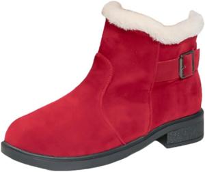 Женские теплые ботильоны с толстым каблуком и округлым носком, украшенные пряжкой, подходят для осенних и зимних нарядов. SPKFHD, Red