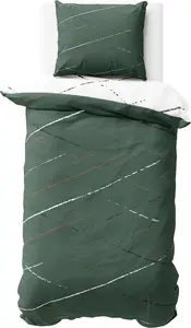 Постельное белье 155x220 см из хлопка в зелено-белую полоску, пододеяльник из поликоттона, двустороннее постельное белье с застежкой-молнией Visaggio