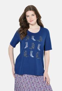 Футболка Ulla Popken COWBOY SHORT SLEEVE GRAPHIC TEE, Dark Blue