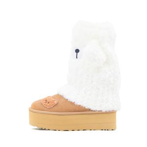 Женские короткие зимние сапоги Velvet Snow Rabbit из натуральной кожи с расщепленным ворсом, термостойкие и износостойкие, цвет каштановый UGG, velvet snow rabbit 6