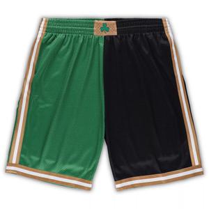Мужские шорты Mitchell & Ness Kelly Green/Black Boston Celtics Big & Tall Classics из твердой древесины с разрезом Swingman
