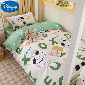 Disney Комплект постельного белья 4 предмета, простыня на резинке 120 см, пододеяльник 150×200 см, флуоресцентный зеленый с буквами и собаками GD