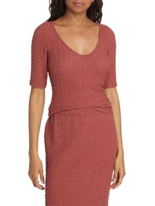 Мягкий топ с V-образным вырезом и рукавами до локтя, присборенный Vince, цвет Raspberry