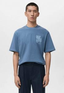 Футболка Mango Print T-shirt, Light Blue