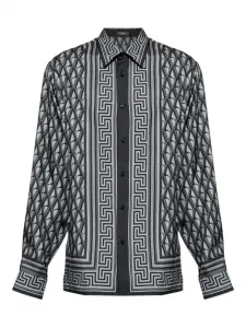 Рубашка с геометричным узором Versace, серый