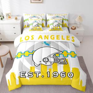 Erosebridal Комплект постельного белья с американским футбольным принтом, 7 предметов, для детей и взрослых, Yellow White