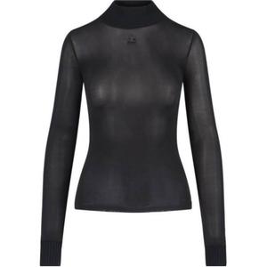 Свитер с вышитым логотипом Courrèges и высоким воротником COURREGES, черный