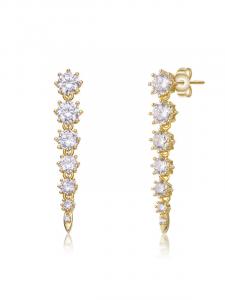 Серьги-сосульки из стерлингового серебра с прозрачным кубическим цирконием и линейной бахромой Genevive, золотой