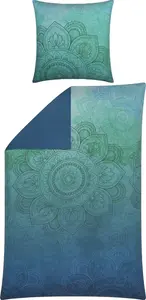 Двустороннее постельное белье бирюзово-голубое 1x 135x200 см + 1x 80x80 см Erwin Müller