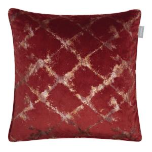 Чехол на подушку блестящий бархат 48/48 см Ambiente, красный/золотой