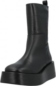 Женские ботильоны FOWT на платформе с круглым носком и застежкой на молнии сбоку, устойчивый клин с низким каблуком, модная обувь для осени и зимы, размеры 4-16 US, Black