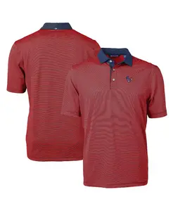 Мужская поло Houston Texans Virtue Eco Pique Micro Stripe красного цвета Cutter & Buck