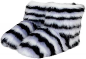 Девочкам искусственный мех, средние по высоте зимние сапоги, теплые, пушистые, меховые ботинки Urmycos, Schwarz Weiß