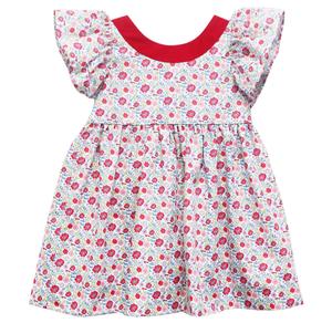 Зимнее платье для девочки с цветочным принтом и бантом в красно-разноцветной гамме Zuccini Kids