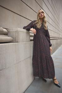 Платье халат с длинными рукавами и ярусами Long Tall Sally, коричневый