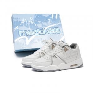 Medd Утепленные низкие скейтерские кроссовки с амортизацией для увеличения роста унисекс бело-серые, цвет White Gray (Fleece-Lined)