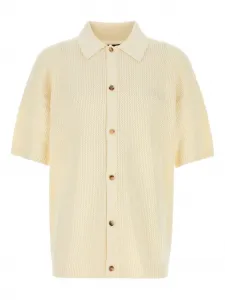 Рубашка в технике кроше с вышитым логотипом Amiri, желтый