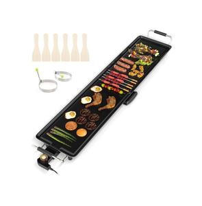 Очень большая электрическая сковорода-гриль с двумя рабочими поверхностями и регулируемой температурой Slickblue, Black