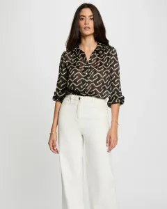 Женская блузка из шифона с принтом Morgan, черный/белый