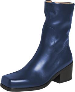 Женские ботильоны FSJ с закрытым квадратным носком, низким широким каблуком, короткие, с боковой молнией, до середины икры, модные, размеры 4-16 US, Blue